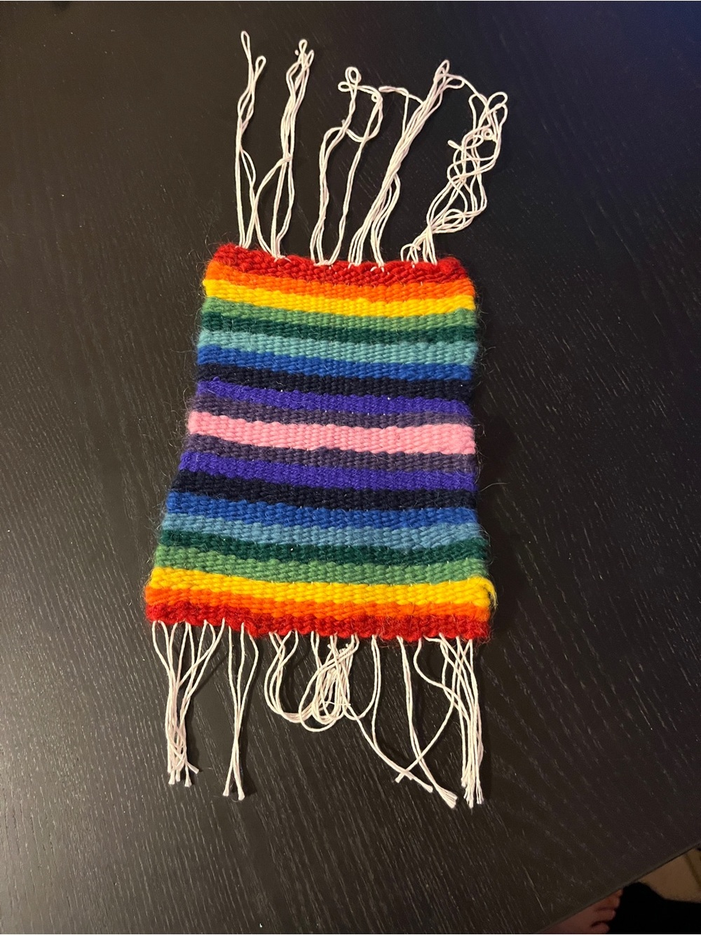 Handmade Rainbow Stripe Knit Scarf - Multicolor